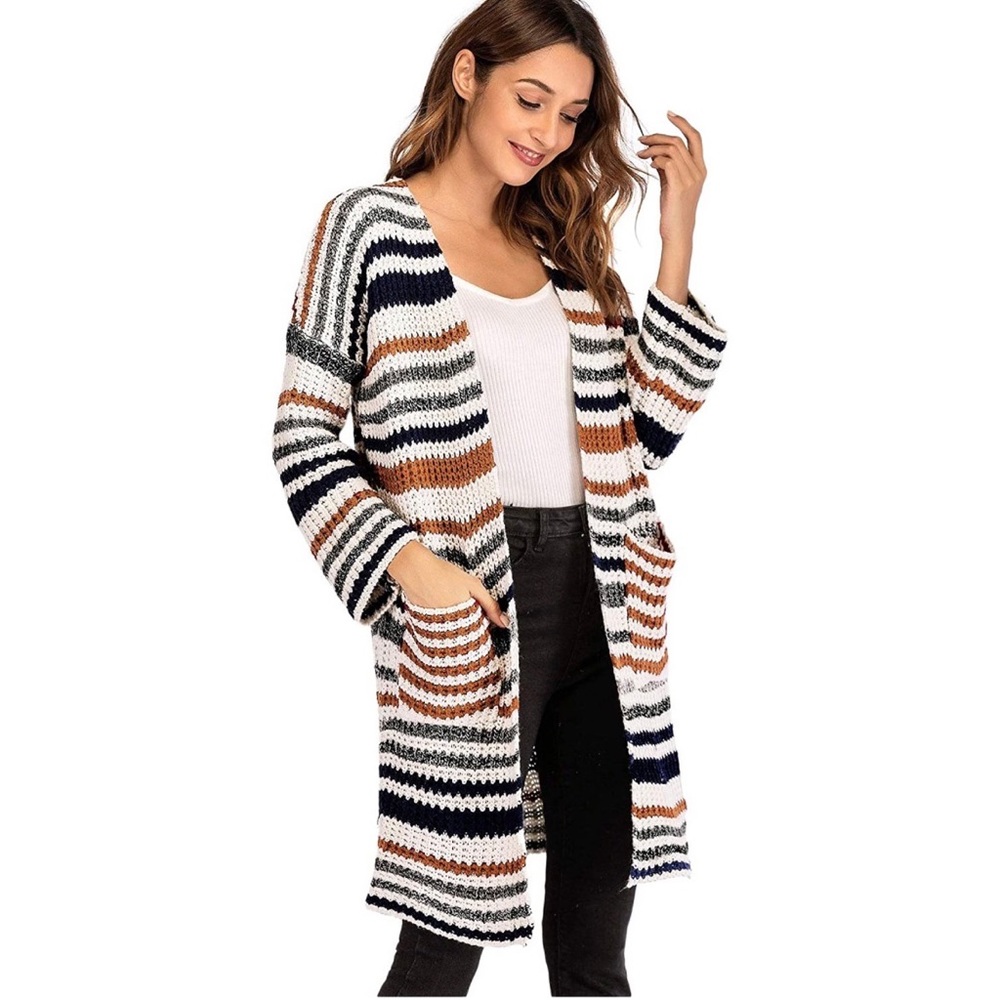 ✨Open front striped cardigan✨